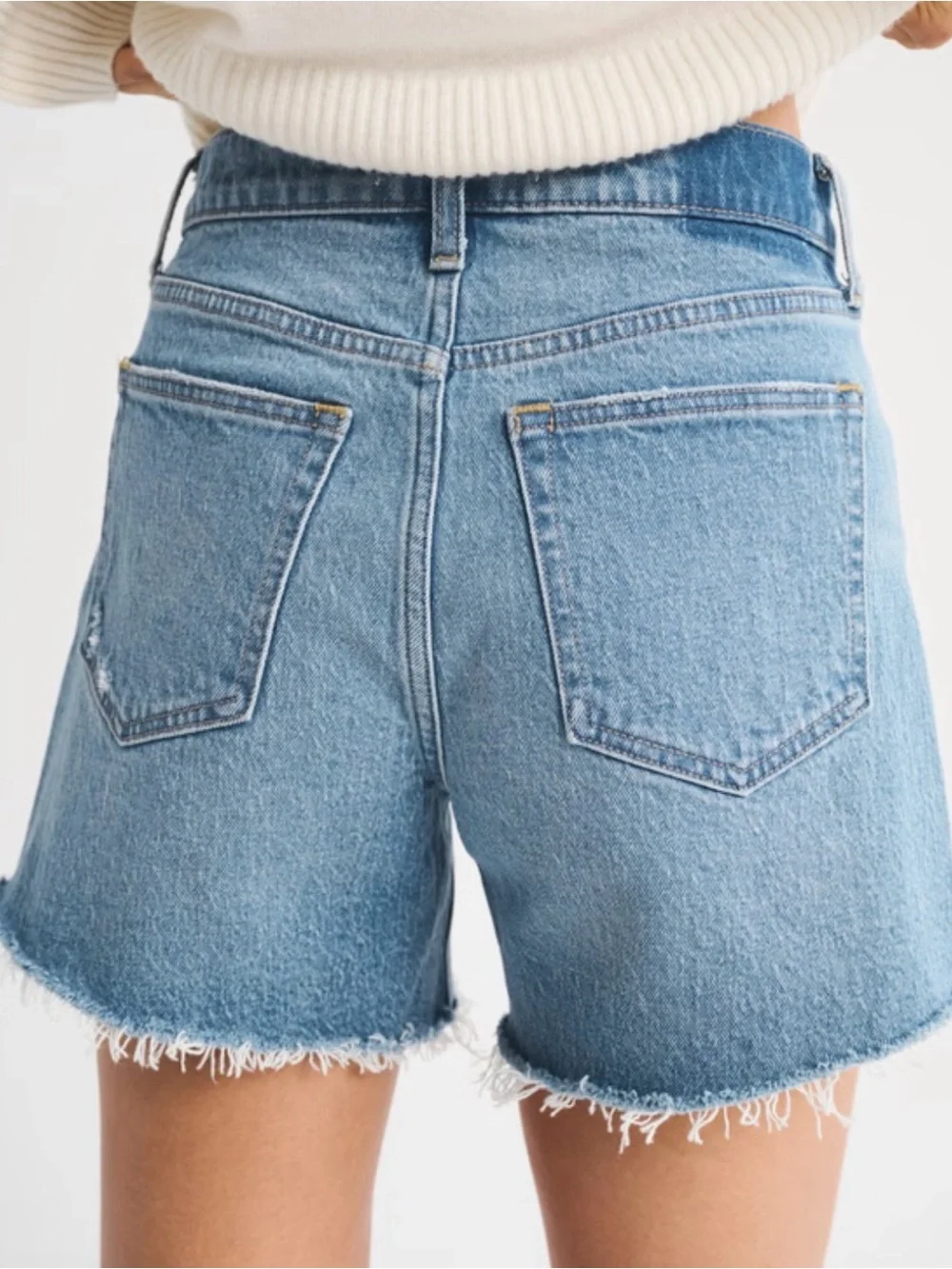 Abercrombie & Fitch High Rise Dad Short - Denim Cutoff Shorts